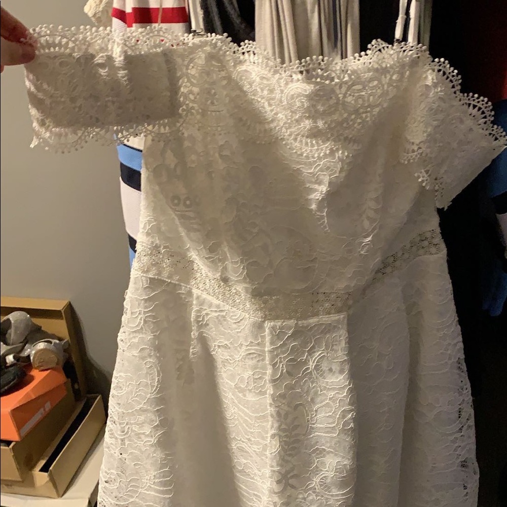 White off the shoulder/spaghetti strap dress